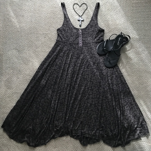 Free People Dresses & Skirts - Free People Gray Burnout Leopard Print Tank Dress